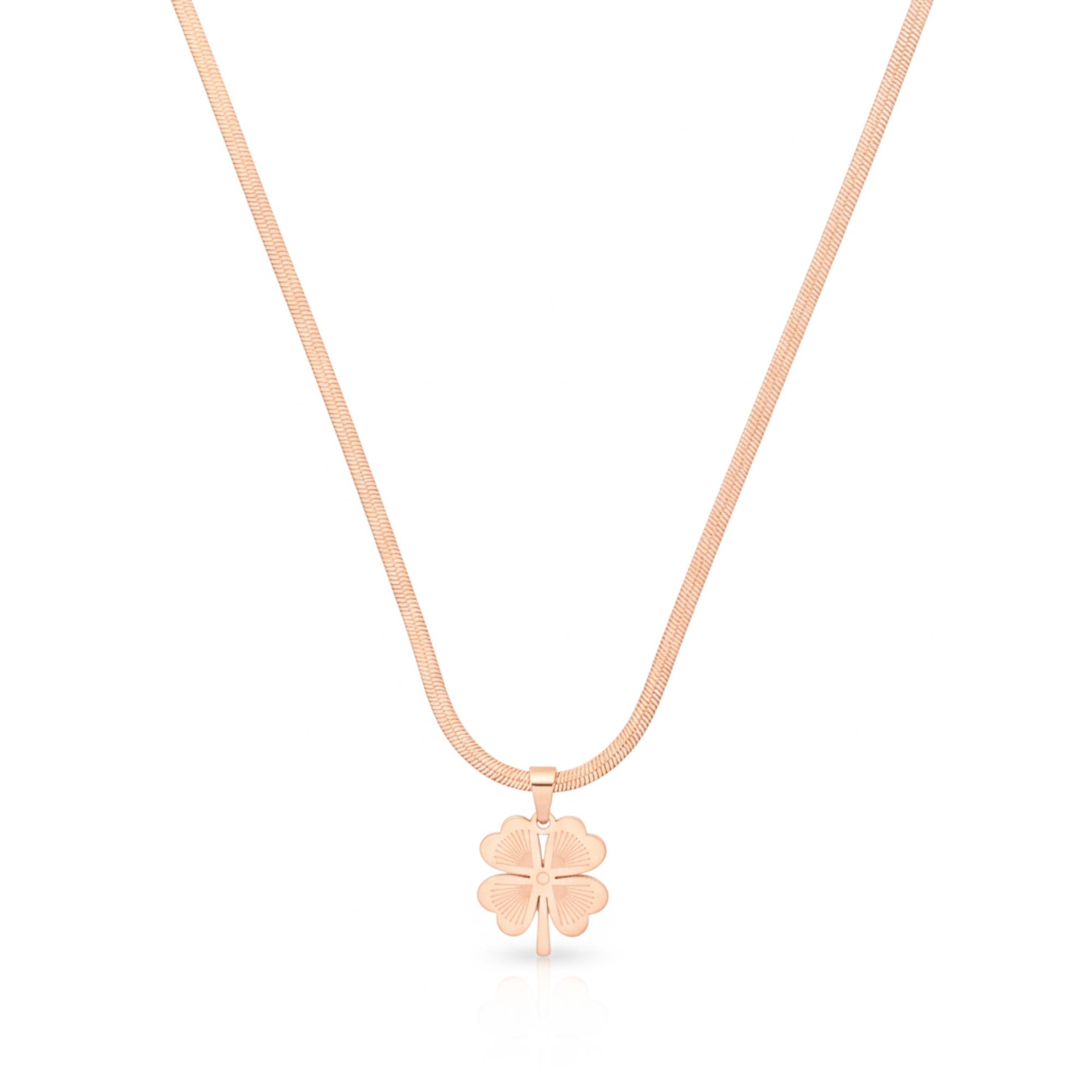 KAYYA21 Elegant Gold Clover Pendant Necklace – Stainless Steel | Anti-Tarnish, Lightweight | Pack of 1