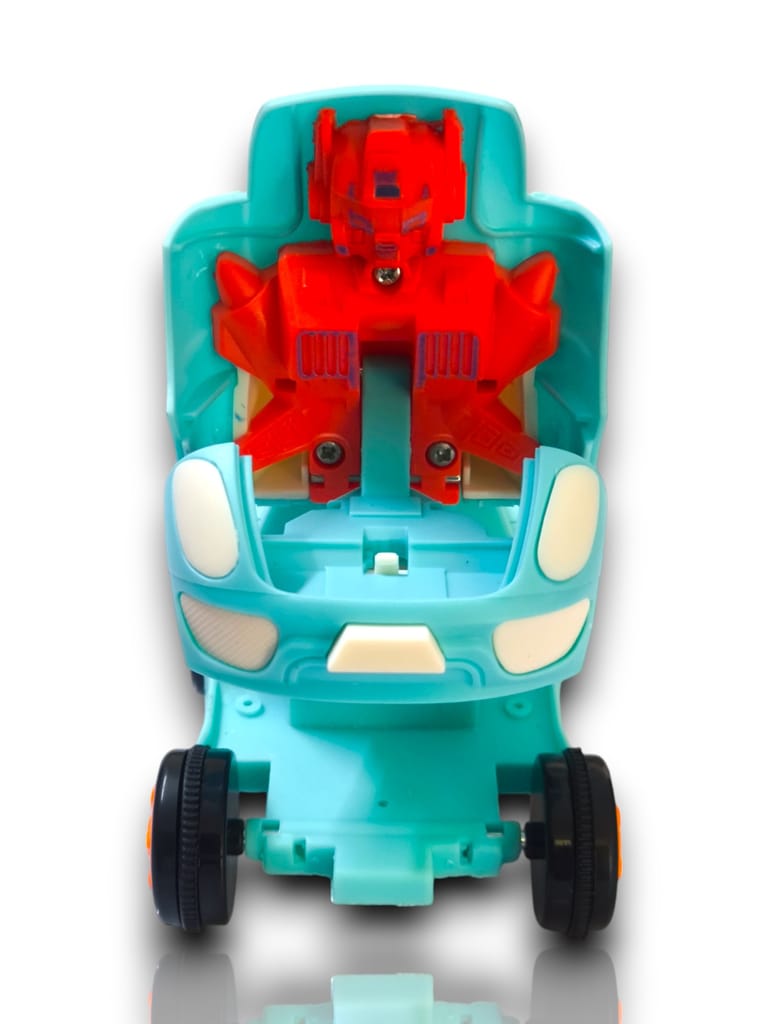 DGTAL GUMTI 2-in-1 Transformer Robot Car Toys for Kids | Friction-Powered Vehicle Playset | Cartoon Car to Robot Conversion | Friction-Powered Racing Car for Boys & Girls Transforming (Parrot Green)