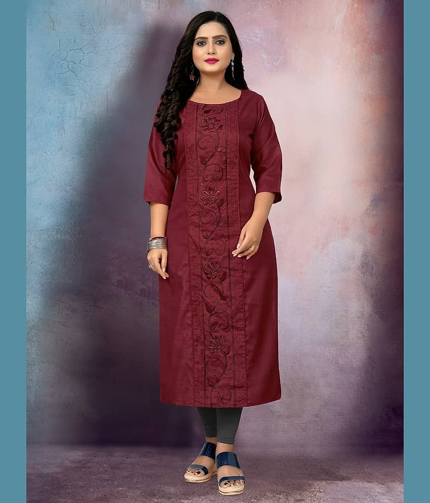RIAANA Women Cotton Blend Embroidered Straight Kurti ( Multicolor ) view 2