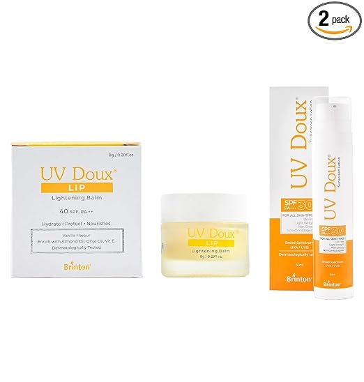 Brinton UV Doux Lip Lightening Balm 8 g & Uv Doux Sunscreen Lotion SPF 30 50 ML (2 Items in the set)