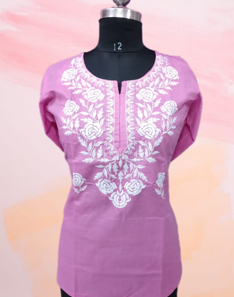 PINK SHORT COTTON KURTI view 2