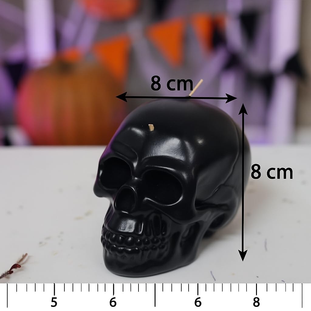 Gothic Skull Decorative Candles Set of 3 Black | Halloween Home Decor | Spooky Candle Set for Party & Table Decoration | Unique Horror Theme Gifts for Goth Lovers view 2