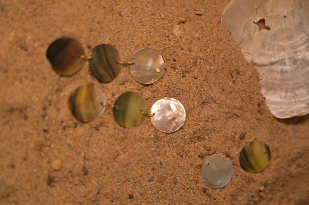 Black Mother of pearl pluto push earrings view 2