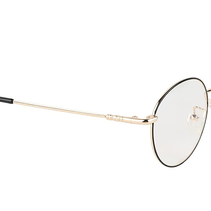 Jodykoes Elegant Looking Blu Light Protection Anti Glare Metal Round Frame Spectacle Eyeglasses Eyewear (Black & Gold) view 2