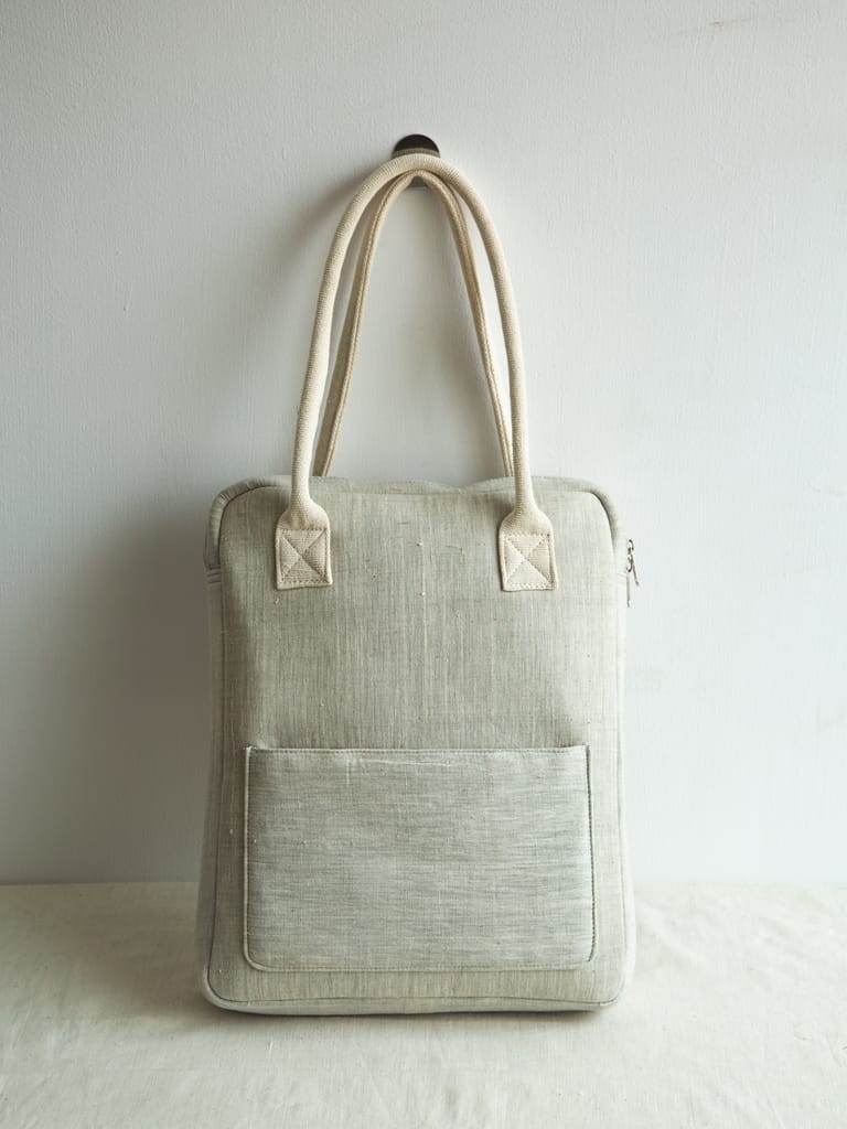 Laptop Bag - Nature Alley - Handwoven Fabric - Grey & Pink