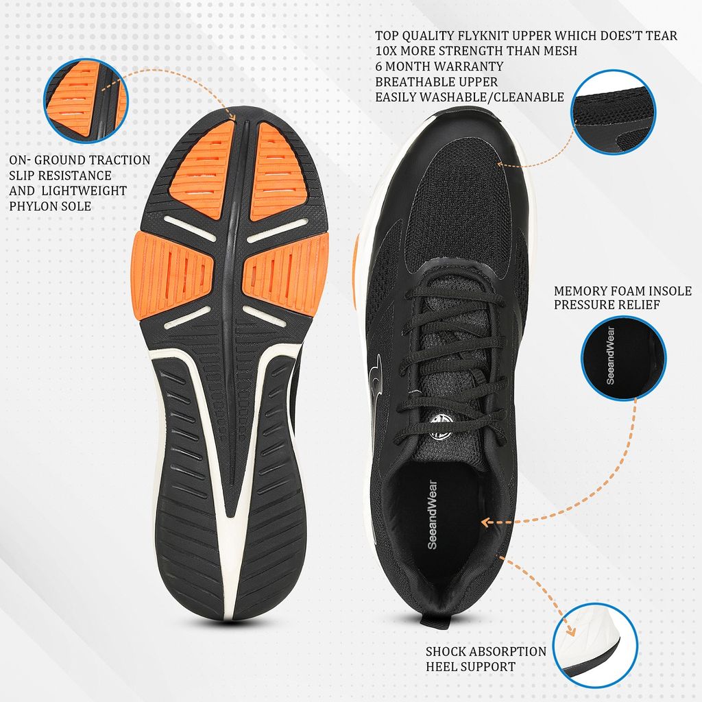 SeeandWear Velocity Sports Running Shoes For Men (Black) view 2