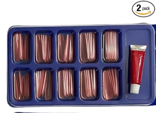 Premium Press-On Nail Kit Set Reusable Artificial Nails with Glue Multiple Colors & Sizes (Black, Nude, Pink, Rose Gold) Full Cover False Nails for Women Salon Style Manicure at Home 120ps (cream) (light Brown)