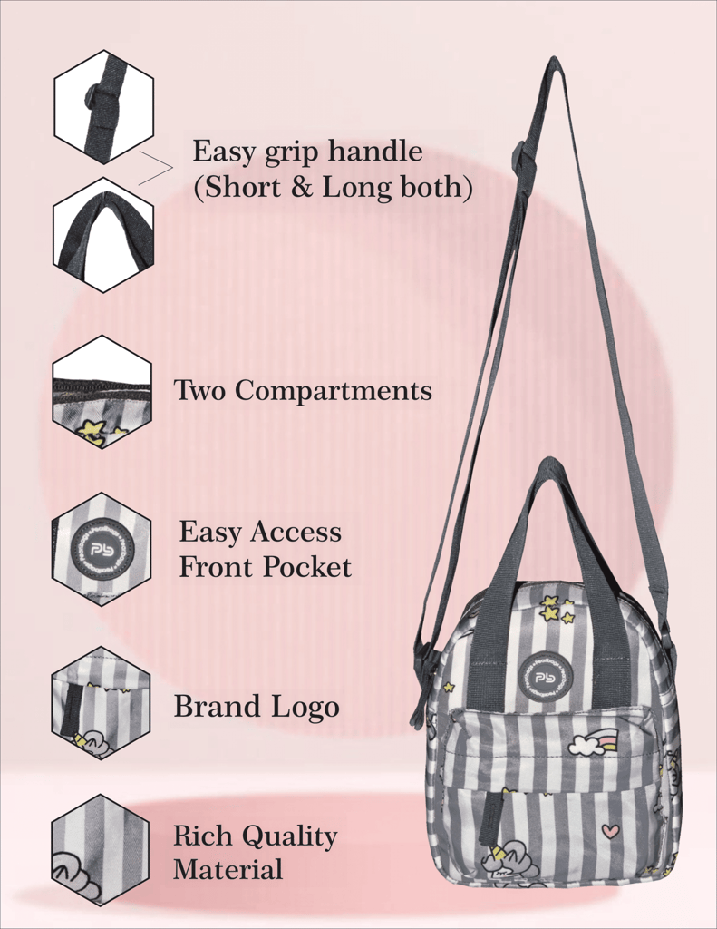 PB Pearlbags Soft Crossbody Shoulder Or Hand Bag or Sling bag Water Resistant Anti Fall Stationery Storage Bag Handbag Clutch Bag Sweet Birthday Gift For 5-10 Years Children Students Girls view 2