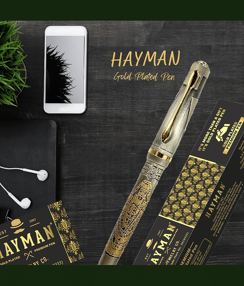 Hayman 24 CT Gold Plated Tirupati Balaji Engraved Roller Ball Pen with Gift Box (Pen-188) view 2