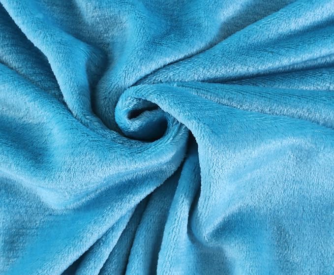 Brevard International Double Bed Flat Bedsheet | 190 GSM Flannel Super Soft Warm | With 2 Pillow Covers for Winters - 90x100 Inches, Aqua view 2
