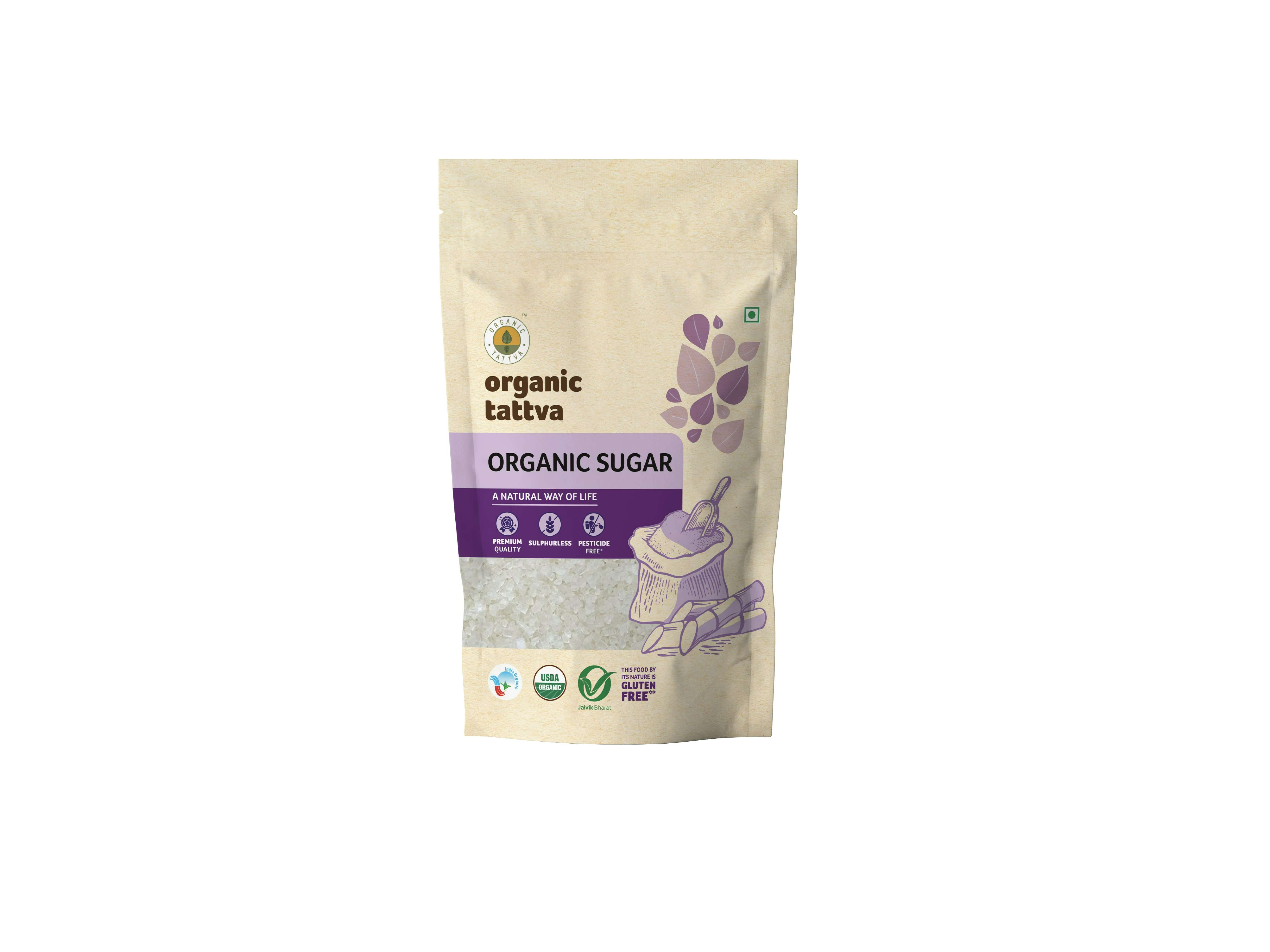 Organic Sugar - All Natural Sugar - 2Kgs( 1Kg X pack of 2)