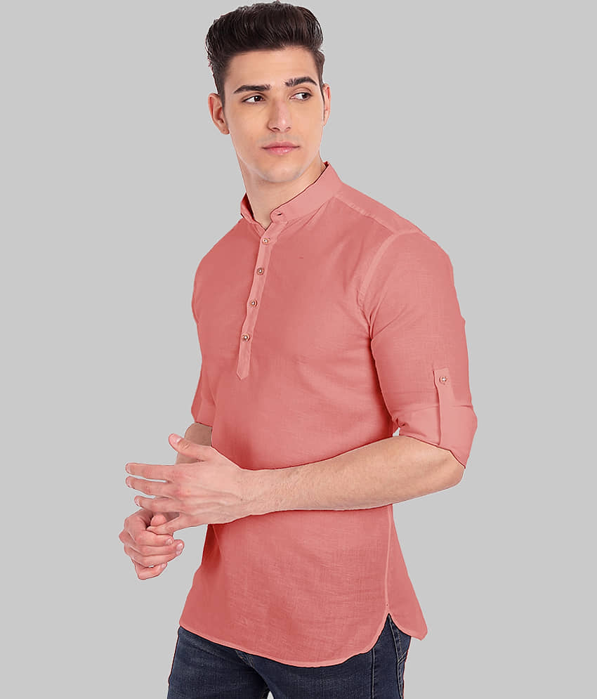 Vida Loca Linen Slim Fit Solids Rollup Sleeves Men's Casual Shirt - Black ( Pack of 1 ) view 2