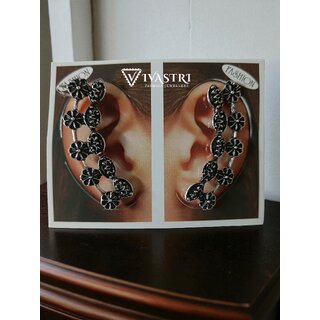 Vivastri Oxidised Silver Alloy Earcuff,Cuff Earrings for Women & Girls [VIVA2792ERG] (Pack of- 1 Pair Earring)