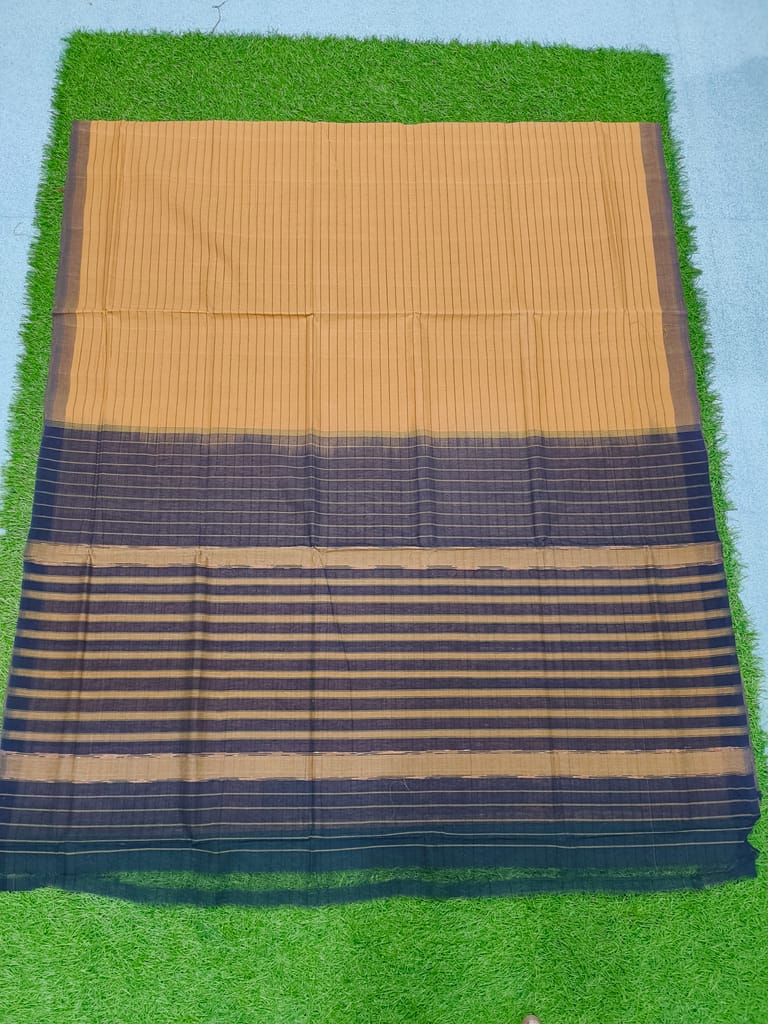 MORI HANDLOOMS COTTON STRIPED PALLU SAREE view 2