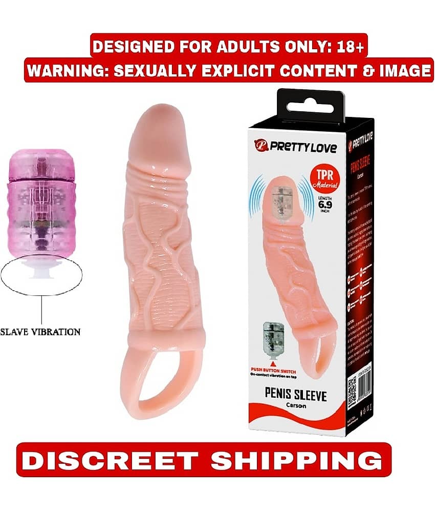 PRETTY LOVE JUMBO HEAD 6.9 INCH REUSABLE WASHABLE SILICONE VIBRATING PENIS SLEEVE BY KAMAHOUSE