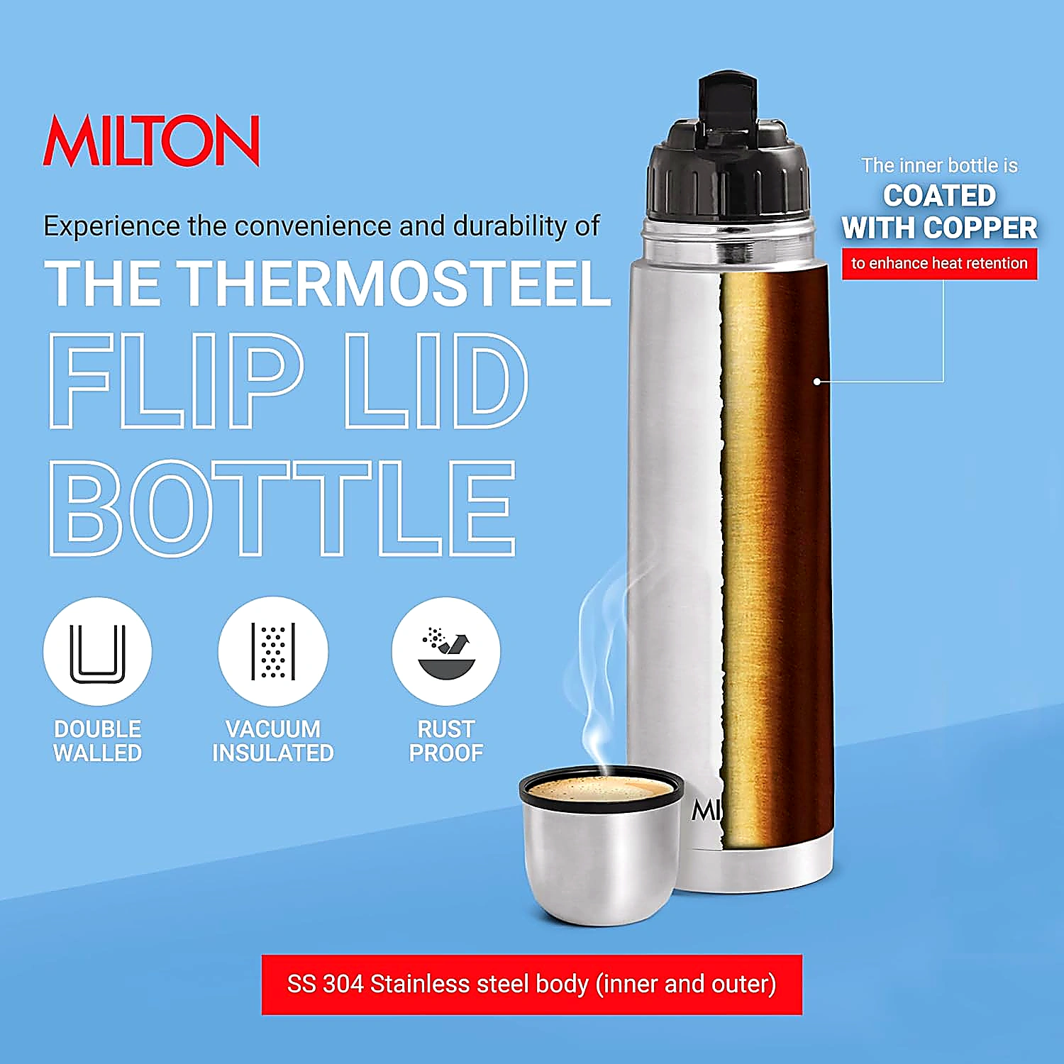 MLTN FLASK THERMOSTEEL 1L by Mahavir Home Store view 2