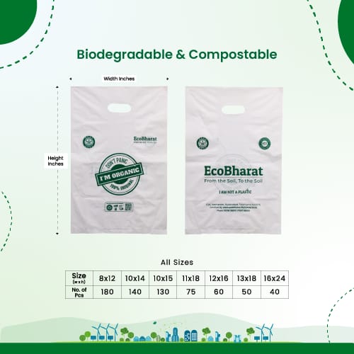 Biodegradable and Compostable D-cut Carry Bags|10x15 (130pieces)|Shooping Bags, Carry Bags, Grocery Bags| view 2
