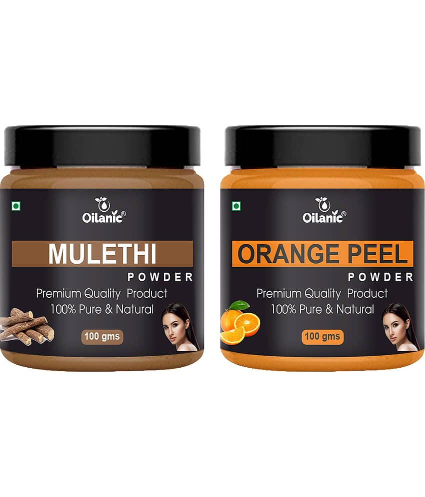 Oilanic 100% Pure Mulethi Powder & Orange Peel Powder For Skin Hair Mask 200 g Pack of 2
