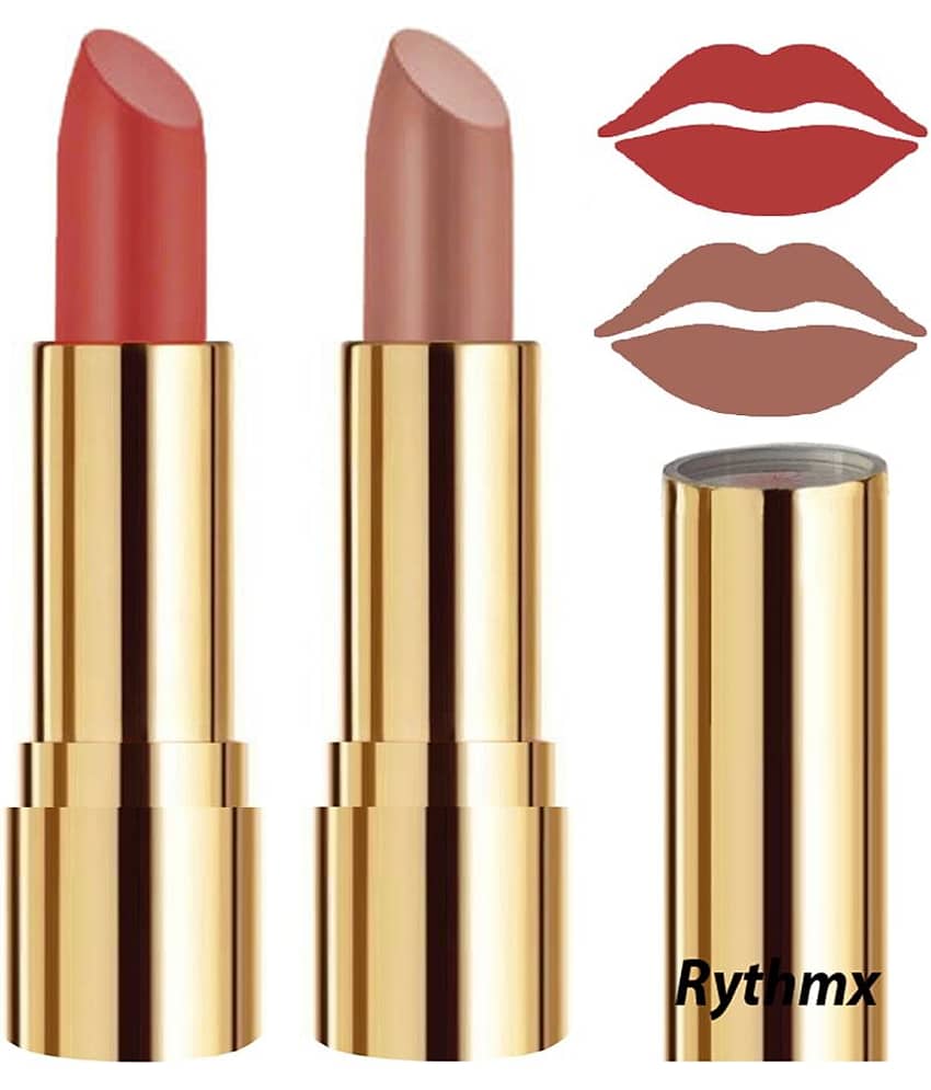 Rythmx Peach,Nude Matte Creme Lipstick Long Stay on Lips Multi Pack of 2 8 g