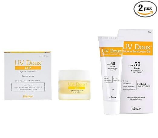 Brinton UV Doux Lip Lightening Balm 8 g & UV Doux Sunscreen gel SPF50 PA+++ 50g (2 Items in the set)