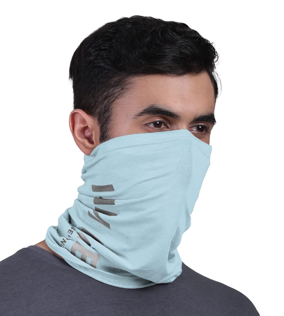FREECULTR Unisex Bamboo Bandana, Anti Microbial Super Soft & Comfort Fit, Breathable Multipurpose Headband, Face Mask for Dust Protection and Sun - Printed Pack of 2-Chalk Blue,Charcoal view 2