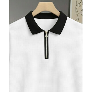Ausk Mens White, Multicolor Graphic Print Cotton Blend Polo Collar T-Shirt view 2