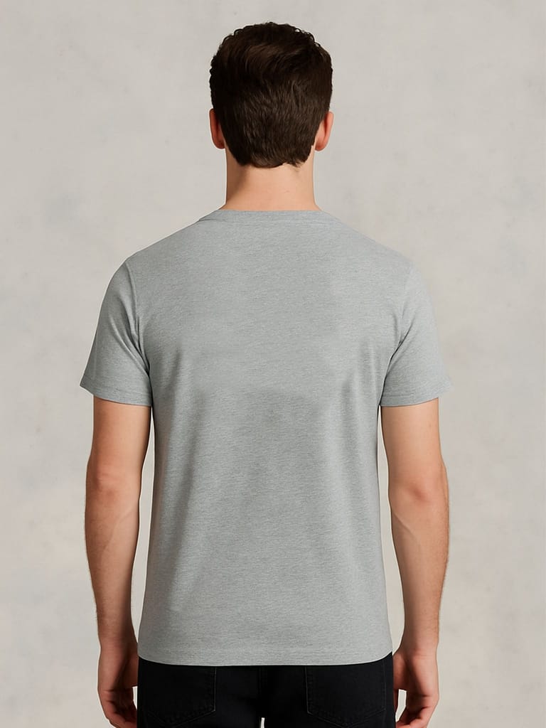 Cotton Grey Mélange Round neck T-Shirt view 2