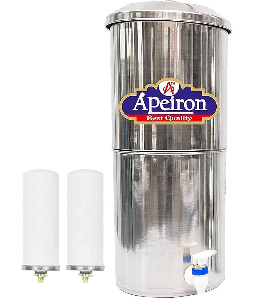 APEIRON Stainless Steel Water Filter With 2 Candles 18 Ltr Gravity Water Purifier