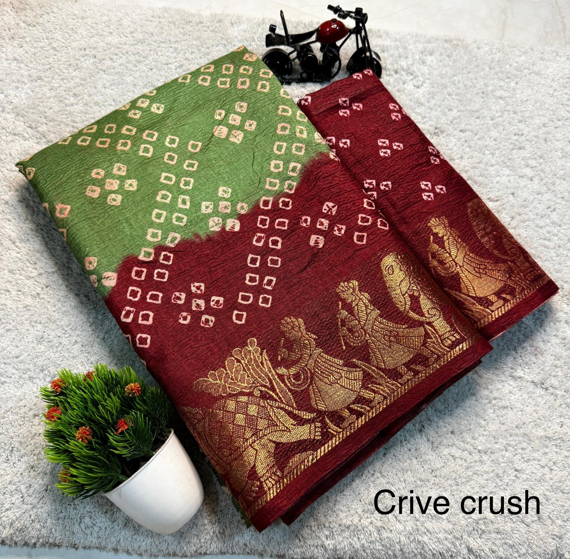 Pure Dola silk with crush all over saree jequrd boder same as original boder only