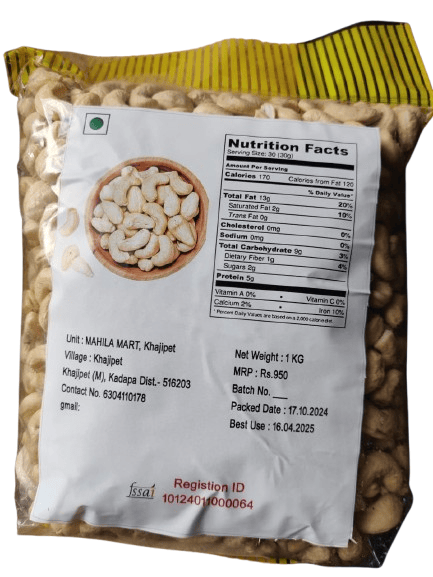 "Natural and Organic Cashews from Mahila Mart"
