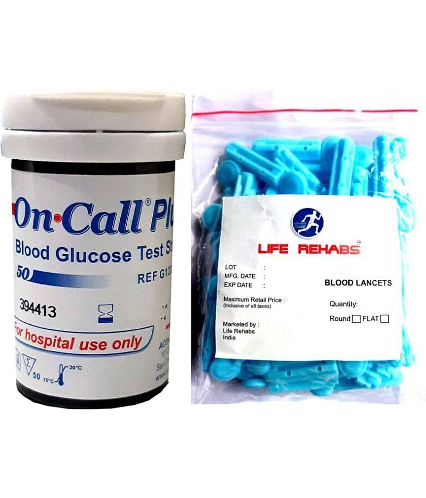 On Call Plus 50 Strips With Code & Life Rehabs 50 Lancets