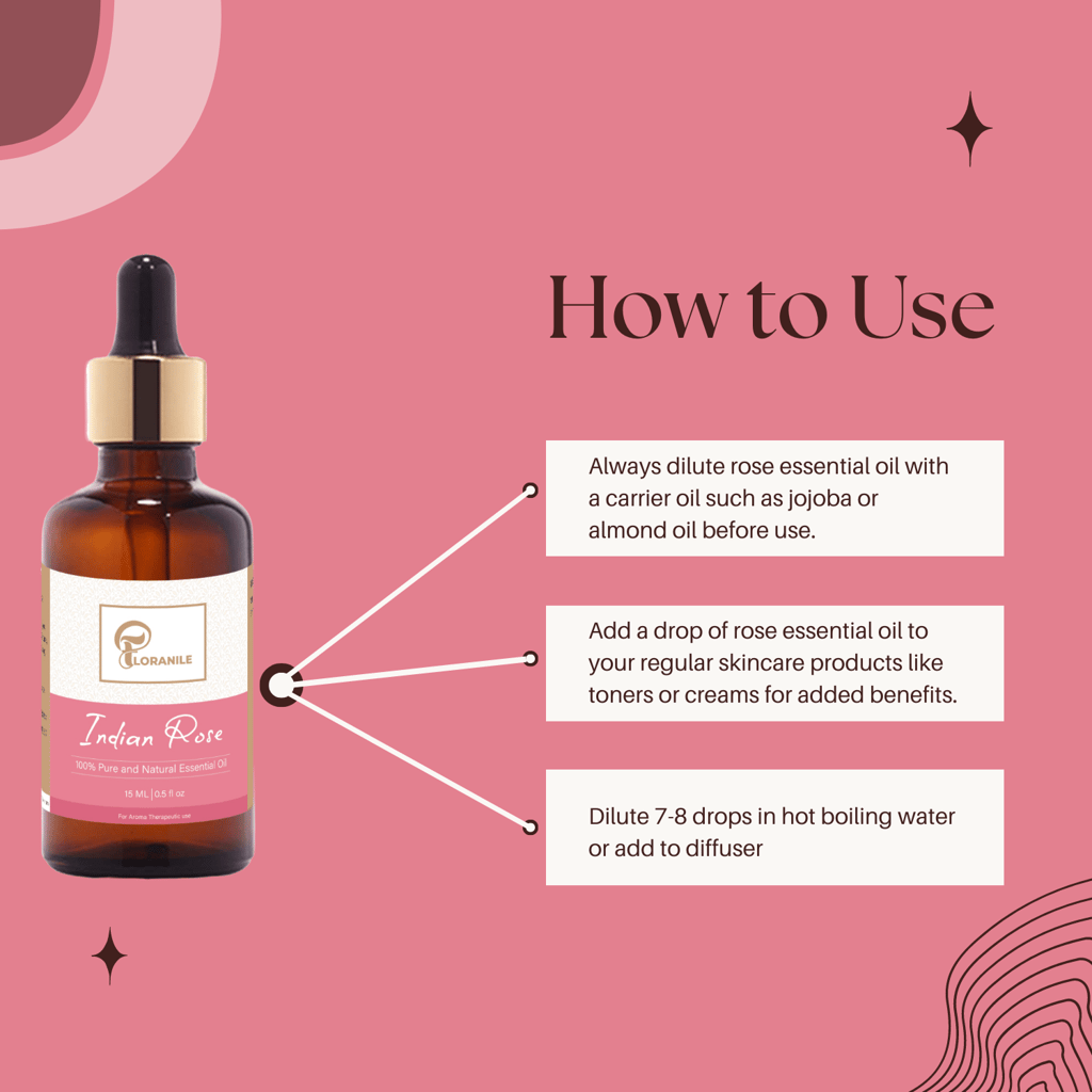Floranile Luxurious Indian Rose Essential Oil 15ml, 100% Pure, Natural Fragrance, Therapeutic Grade Aromatherapy, Delicate Scent for Relaxation,Pure & Natural view 2