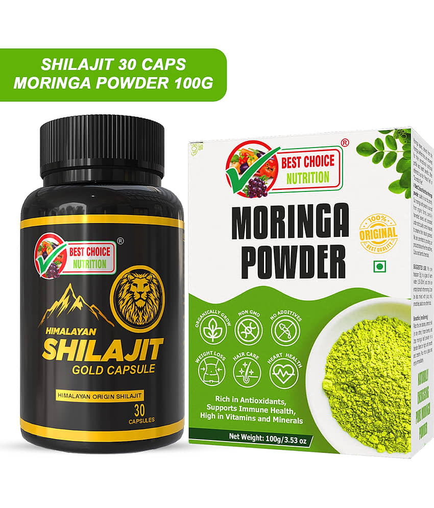 Best Choice Nutrition Shilajit Gold Capsules 30 + Moringa Powder 100g | Energy, Immunity & Daily Wellness Combo