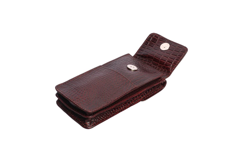 Double Pocket Leather Mobile Bag | Compact Phone Pouch view 2