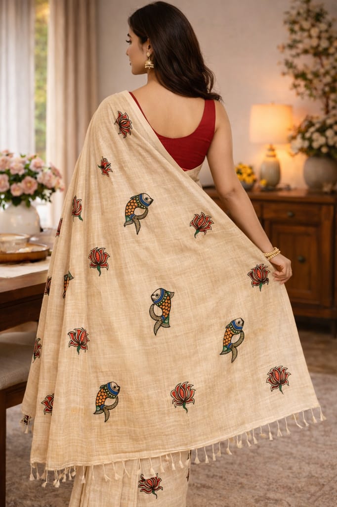 Hand-Painted Madhubani Saree view 2