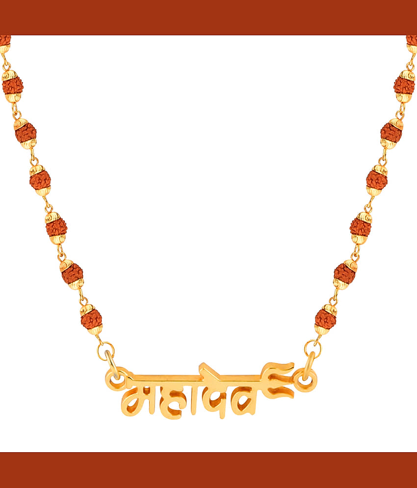 SILVER SHINE Gold Plated Rudraksh Mala Mahadev Pendant Mala for Men and Women