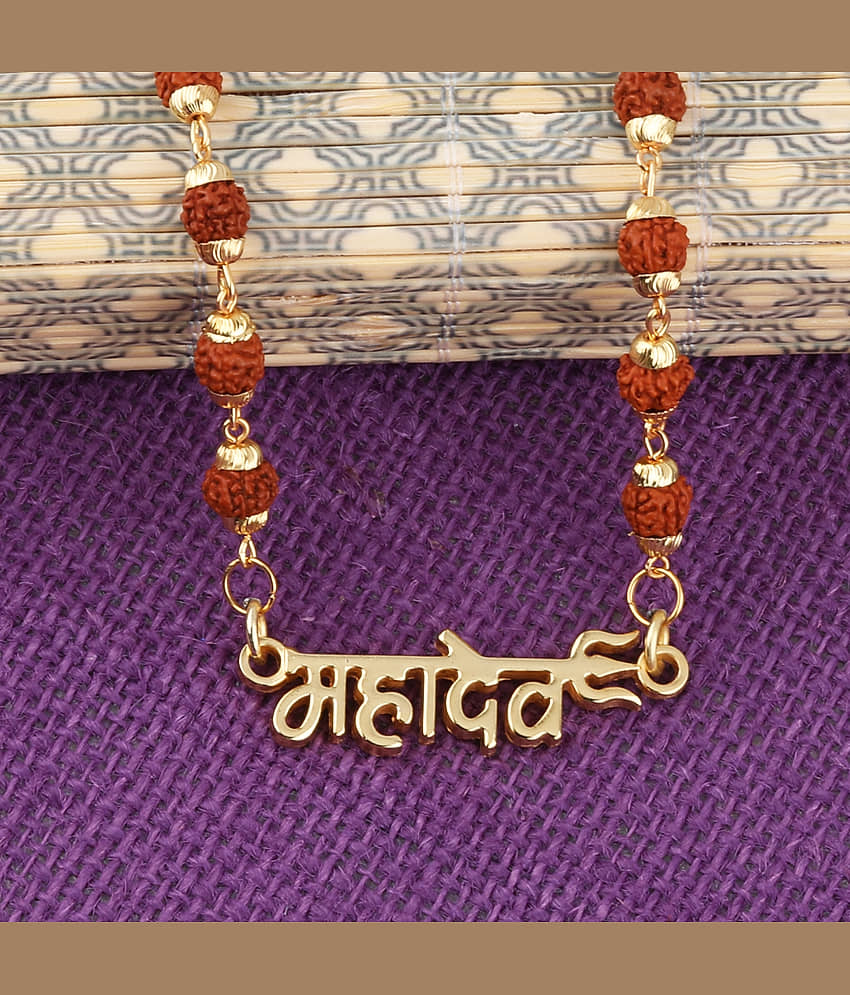 SILVER SHINE Gold Plated Rudraksh Mala Mahadev Pendant Mala for Men and Women view 2