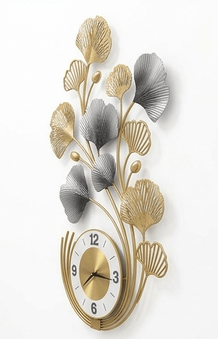 Designer Wall Clock with Abstract Floral Pattern | Modern Interior Décor Mode view 2