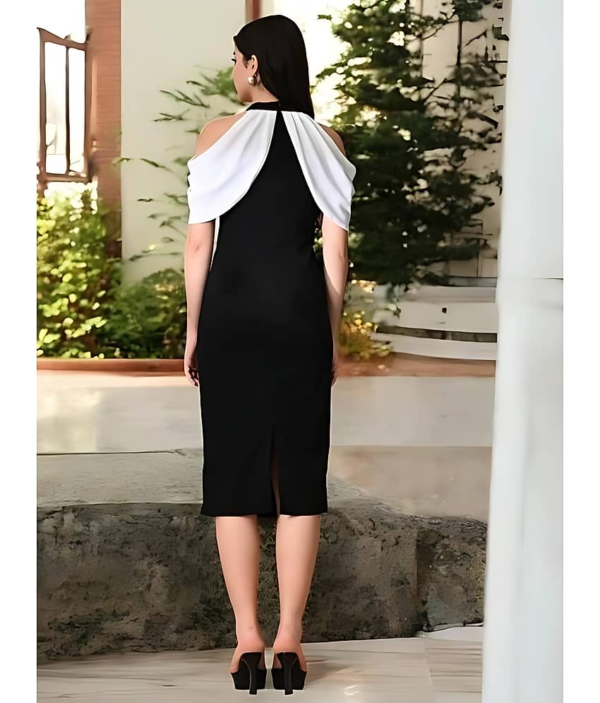 Shcon Women Polyester Solid Bodycon Dress ( Black ) view 2