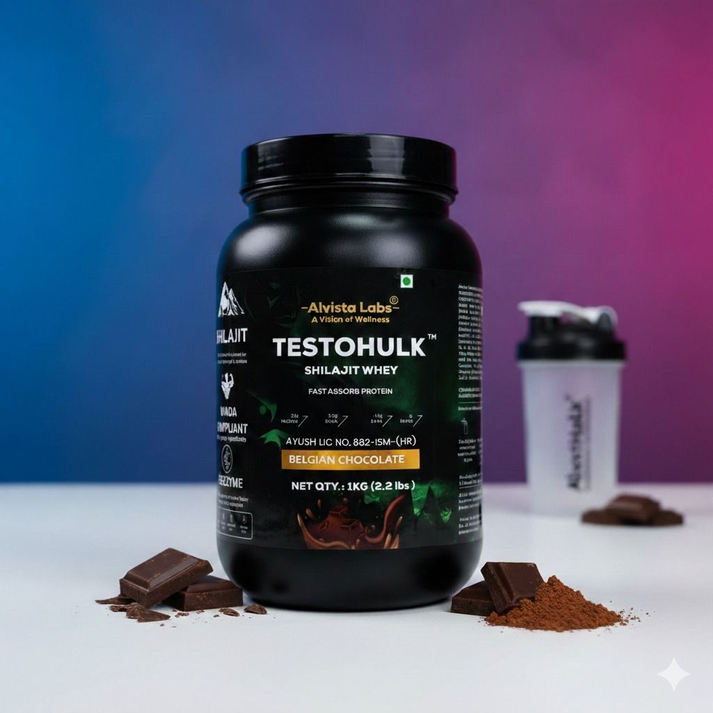 TestoHulk Shilajit Whey Protein – Fast Absorb with BCAA, EAA & 6 Ayurvedic Herbs