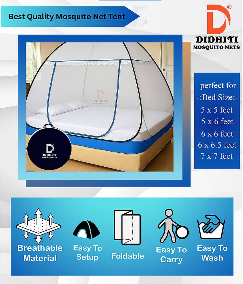 didhiti - Dark Blue Polycotton Foldable Mosquito Net ( Pack of 1 ) view 2