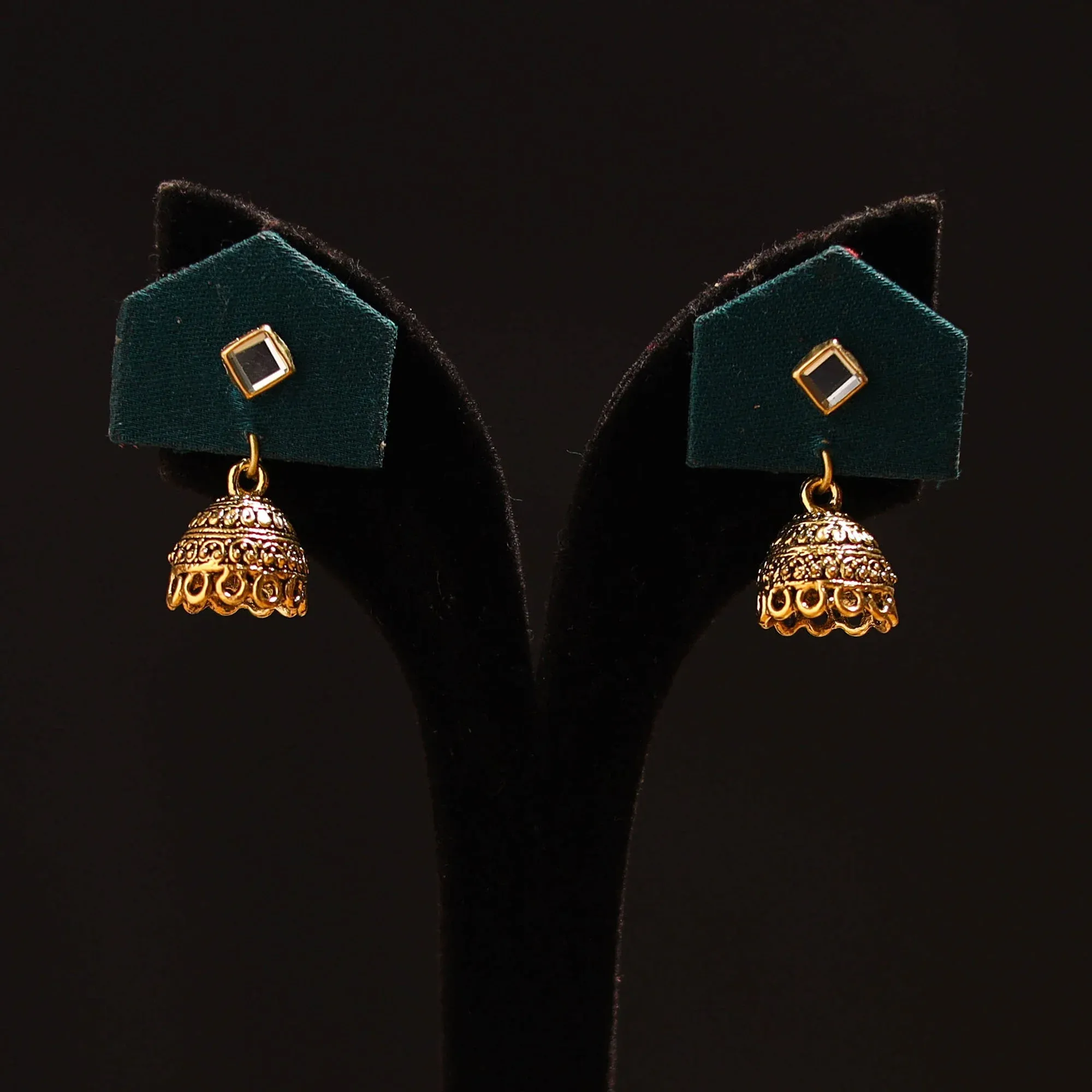 Green - Naimat Stone Work Fabart GS Jhumka Earrings