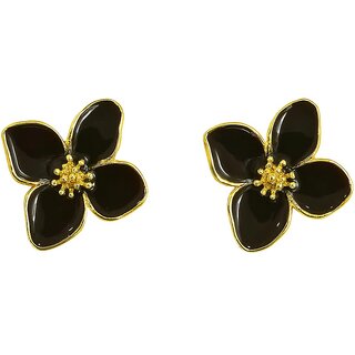 Kimti Black Flower Stud Korean Earring