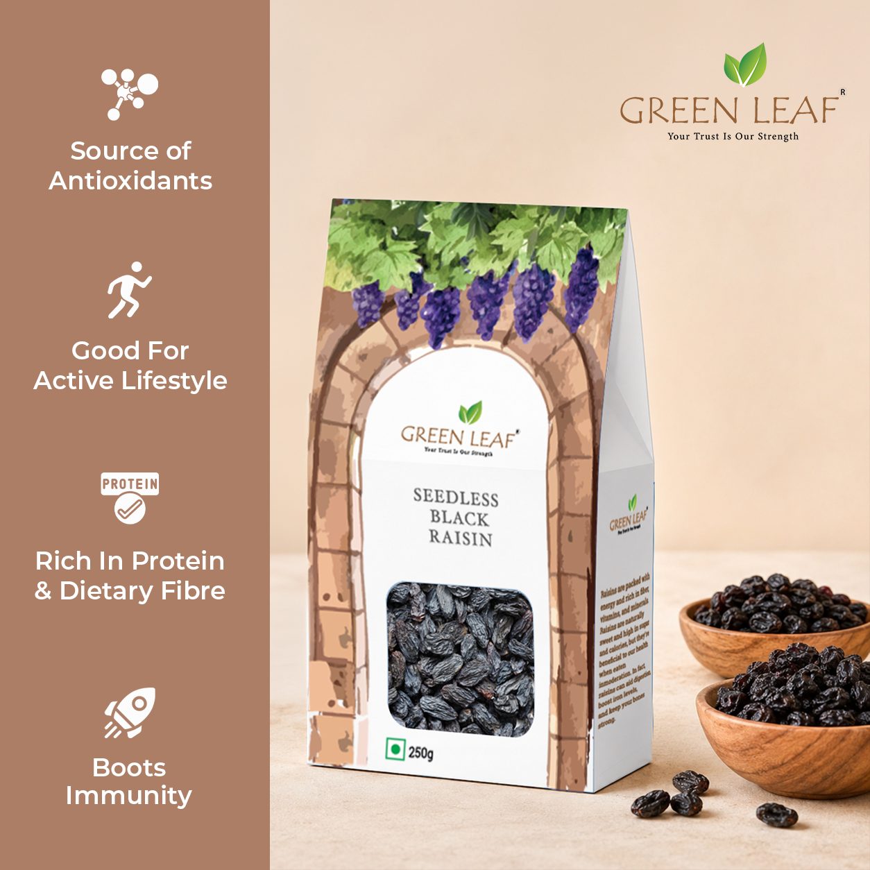 Green Leaf Black Raisin Seedless - 250g