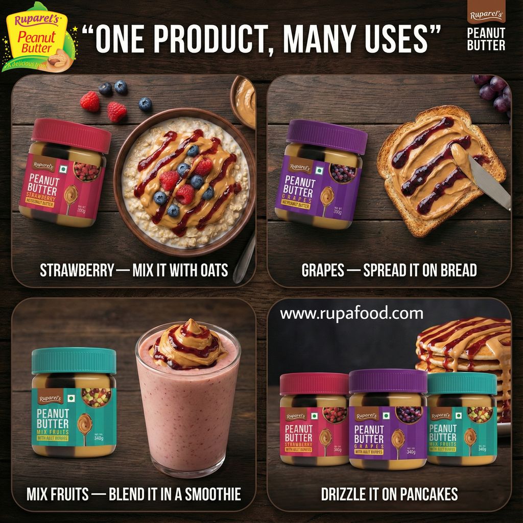 Ruparel’s Peanut Butter with Mix fruits Jelly Stripes 340g | Protein Rich Healthy Nut Butter | Creamy jam Breakfast Spread for Gym & Family Kids | Vegetarian view 2