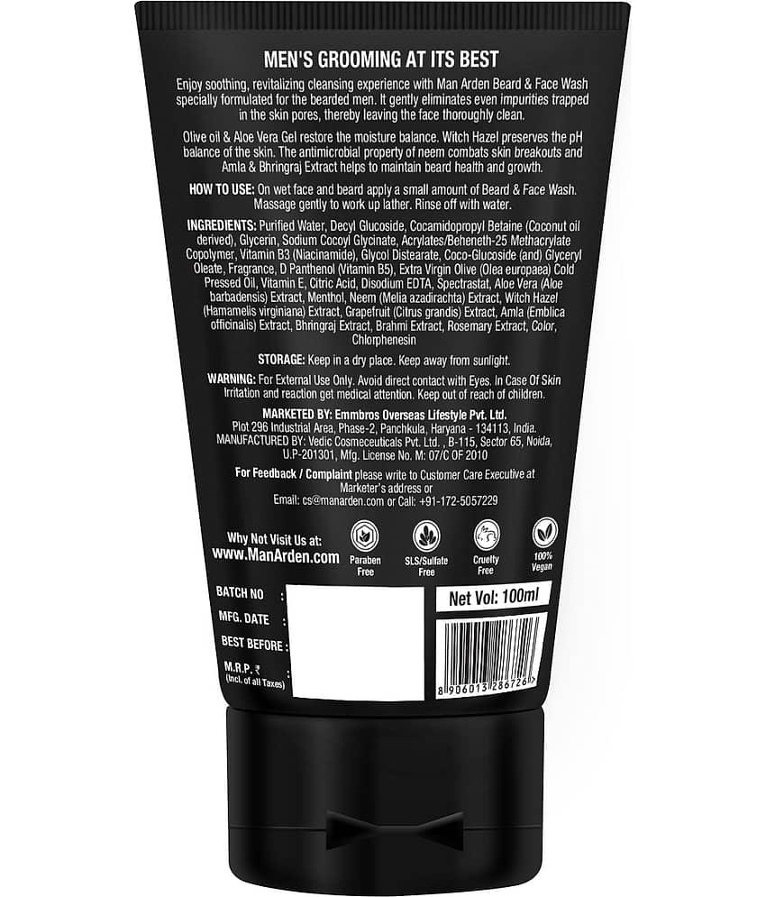 Man Arden Beard & Face Wash For Men - No Parabens, Sulphate, Silicones - 100mL (1+1 Free Offer) view 2
