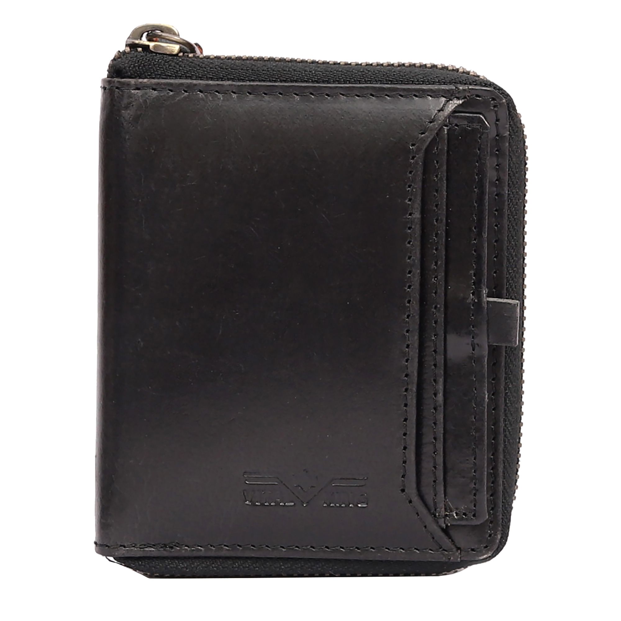 Vital King Men Travel Black Genuine Leather RFID Wallet (11 Card Slots)