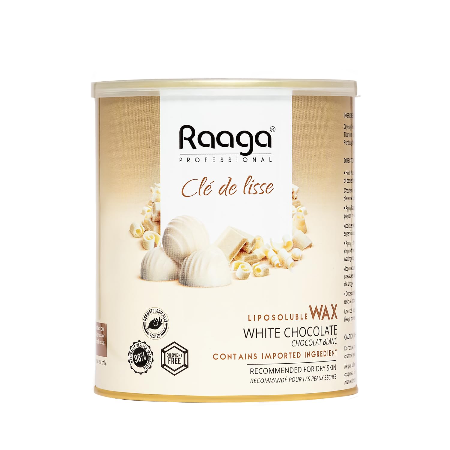 Raaga Professional Liposoluble Body Wax for Smooth Hair Removal, White Chocolate, For all Skin Types, 800 ml