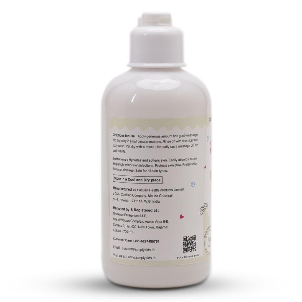 Simply Kids Body Oil for 4-12 Years | pH Balanced, Efficacy Proven | Deep Nourishment & Hydration | Protects Skin from Sun Damage & Infections | Natural Ingredients, No Harmful Chemicals | Safe for All Skin Types | 175ml view 2
