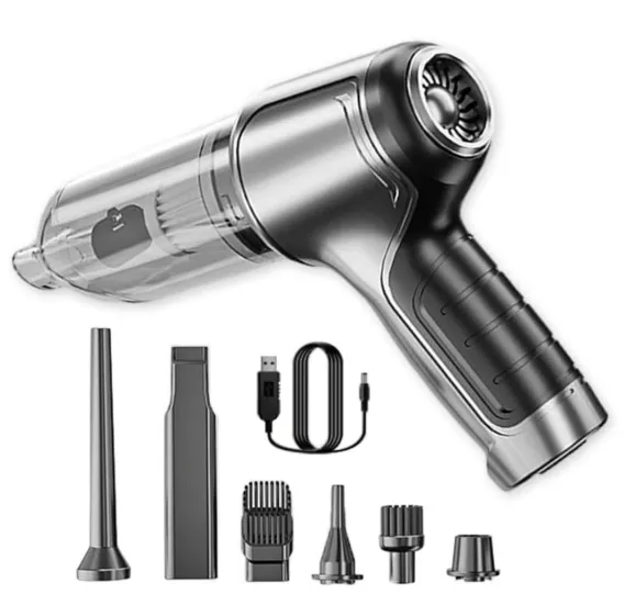 Premium 3 in 1 Vacuum Cleaner with 3 Attachments & Blower | Cordless Handheld Vacuum Cleaner for Wet & Dry Cleaning for Home, Office, Car, Keyboard, Travel, Sofa and Office (Grey)